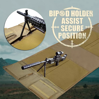 1000D Waterproof Shooting Mat, Prone Padded Tactical Roll-Up Hunting Pad with Pockets, Bipod Holder, Molles