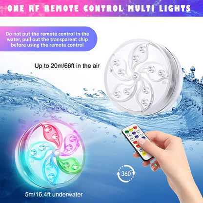 Set of 2 Pool Lights, IP68 Waterproof Magnetic Underwater Floating Lights with Remote Control, 16 Color Changing Swimming Pool Lights, Battery Operated