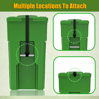2 Pack Trash Can Lock Straps, Adjustable 30-68" Universal Fit 28-96 Gallons Trash Bin Garbage Can Lip Lock, Prevents Animals from Rummaging