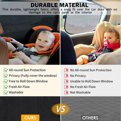2 Car Window Sun Shade Side Cover Curtain Privacy Screen Mesh Baby UV Protection