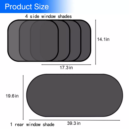 5PCS Car Window Shades Side Rear Sun Shade Mesh Cover UV Protection Glare Shield