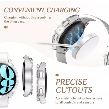 Screen Protector Case for Samsung Galaxy Watch 6 40mm/44mm, Bling Cover, Tempered Glass, Perfect Protection Anti Scratch