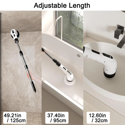 8-IN-1 Electric Spin Scrubber, Variable Speed Cordless Power Cleaning Brush, Rechargeable Cleaner, Adjustable Length, LED Indicator