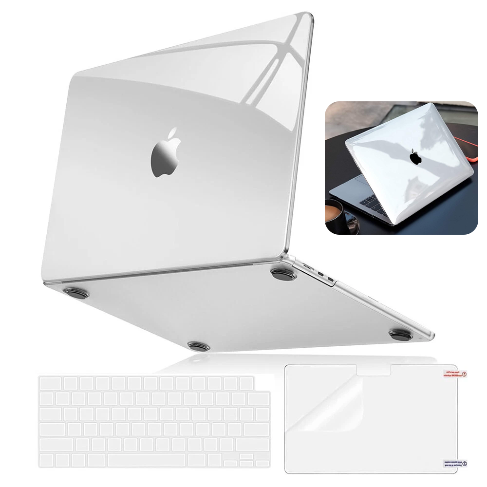Crystal Clear Plastic Hard Shell & Screen Protector & Keyboard Cover, For MacBook Air 13.6" Case (2025-2022) [A3240 M4/ A3113 M3/ A2681 M2], Anti-Scratch Apple Laptop Protection Set