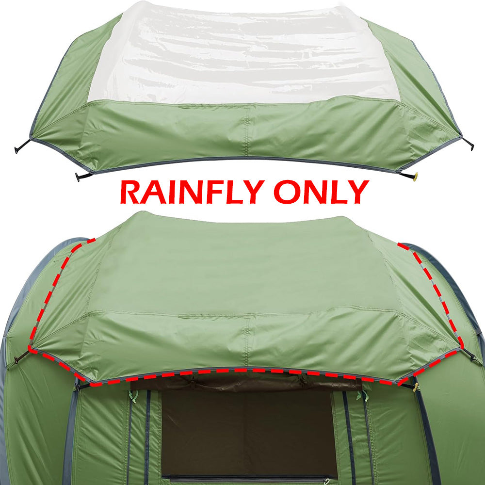 3-4 People Pop-Up Tent & Transparent Tent Tarp Rainfly Replacement, Enhanced Ventilation, Waterproof for Camping, Beach and Outdoor Adventures
