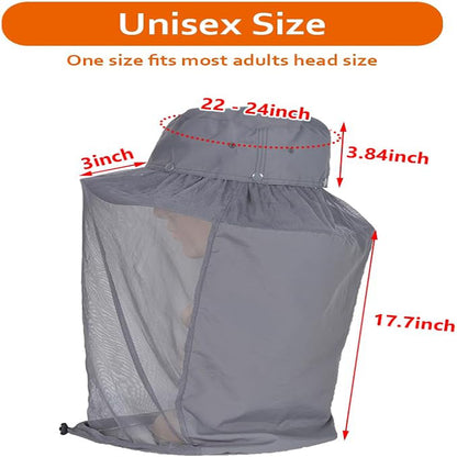 Mosquito Head Net Hat Sun Protection Bug Bucket Fishing Hiking Safari Men Women