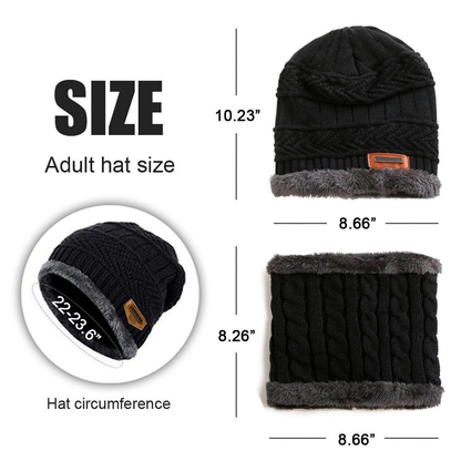 Winter Beanie Hat Knitted Bacaclava Snood Scarf Set Snow Ski Cap for Men Women