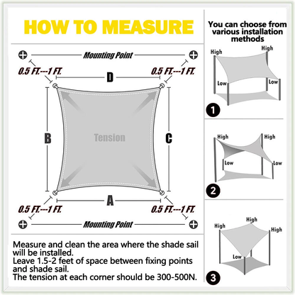 Sun Shade Sail Canopy Shelter Rectangle UV Block Mesh Cover Patio Yard Outdoor