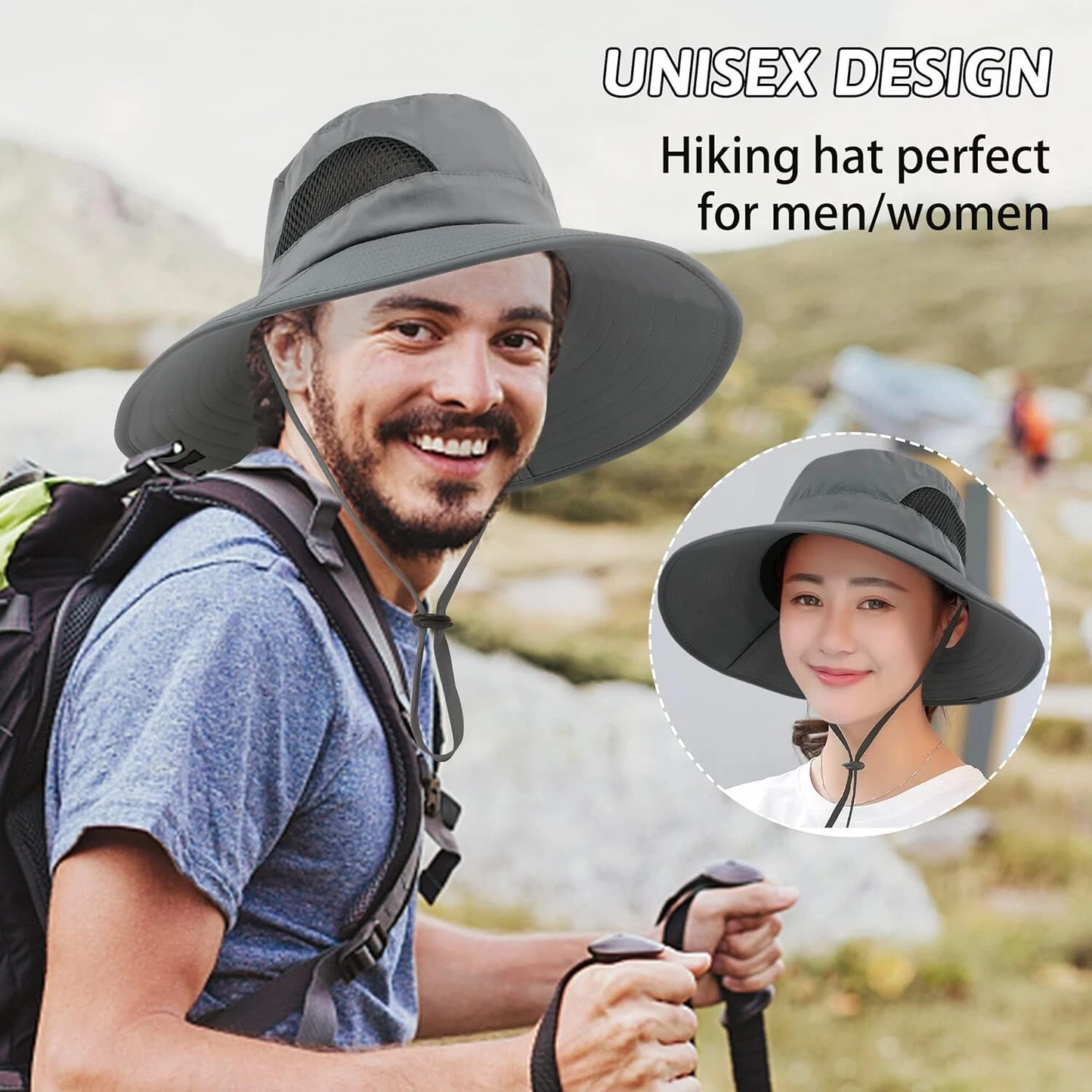 Unisex Bonnie Bucket Hat Wide Brim Breathable Sun Mesh Cap UV Protection Outdoor