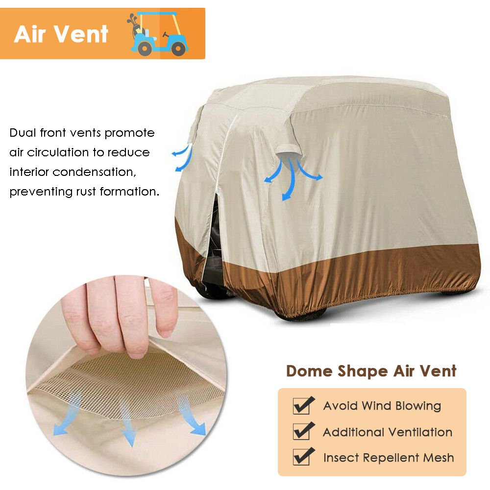 Golf Cart Cover 4 Passengers, Heavy Duty 420D Waterproof Golf Cart Covers Extended Roof Compatible with EZ GO Club Car Yamaha Golf Carts