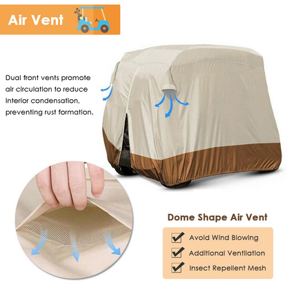 Golf Cart Cover 4 Passengers, Heavy Duty 420D Waterproof Golf Cart Covers Extended Roof Compatible with EZ GO Club Car Yamaha Golf Carts