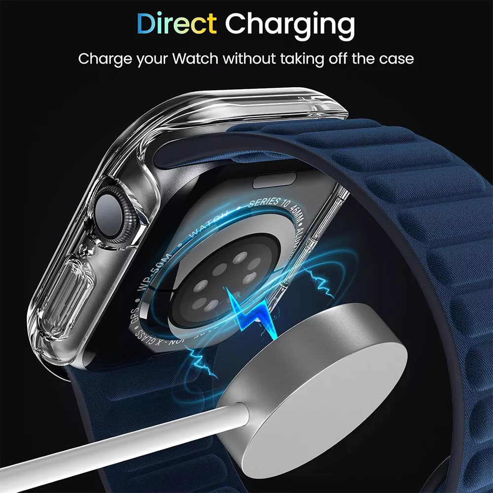Screen Protector Case for Apple Watch Series 10 42mm 46mm Anti-Scratch Hard PC Cover with 9H Tempered Glass