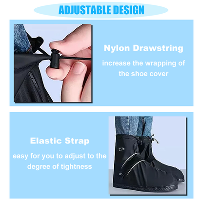 Waterproof Rain Shoe Covers with Elastic Securing Straps, Anti-Slip, Lightweight, Portable Overshoes for Outdoor Walking, Hiking & Camping