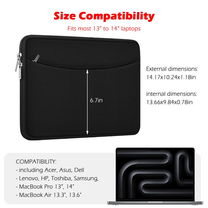 13-14" Laptop Sleeve Case, Soft Slim Protective Cover for MacBook Air/Pro, Dell, HP, Lenovo, Chromebook