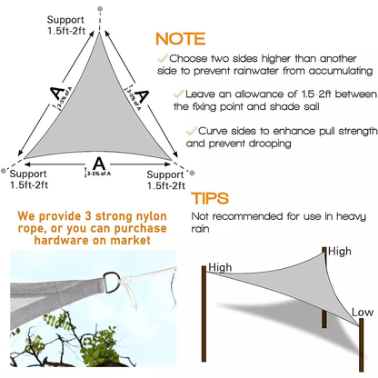 Triangle Sun Shade Sail Canopy Pergola Cover for Patio Yard Backyard Garden Lawn