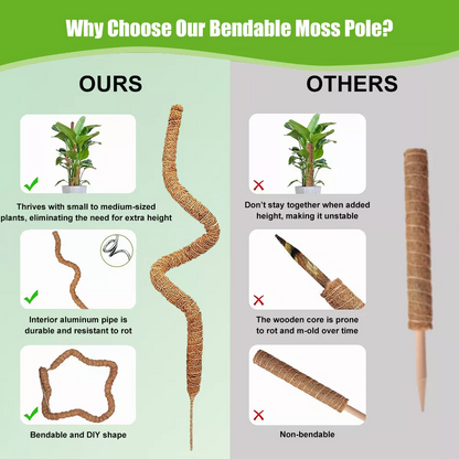 28” Bendable Moss Poles (Set of 4) for Monstera, Coir Support Stakes for Climbing Plants Indoor