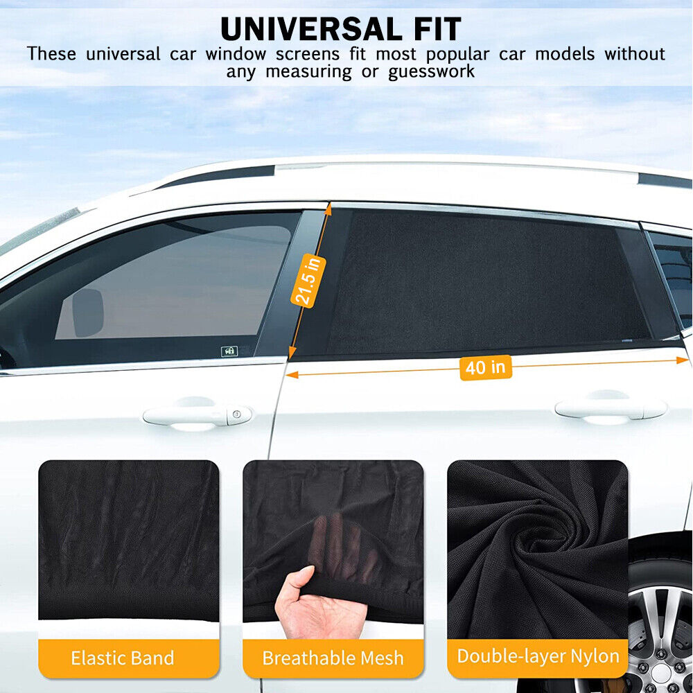 2 Car Window Sun Shade Side Cover Curtain Privacy Screen Mesh Baby UV Protection