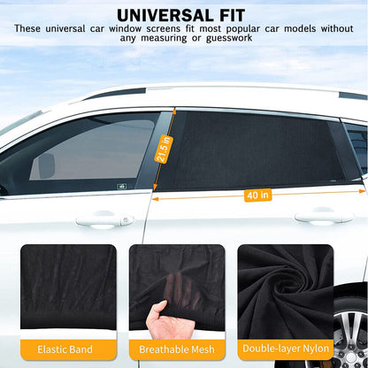 2 Car Window Sun Shade Side Cover Curtain Privacy Screen Mesh Baby UV Protection