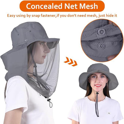 Mosquito Head Net Hat Sun Protection Bug Bucket Fishing Hiking Safari Men Women