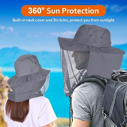 Mosquito Head Net Hat Sun Protection Bug Bucket Fishing Hiking Safari Men Women