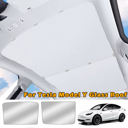 Sunshade Roof for Tesla Model Y 2021-2024, Foldable Glass Roof Cover with Nano Ice-Crystal Coatings, Heat Insulation