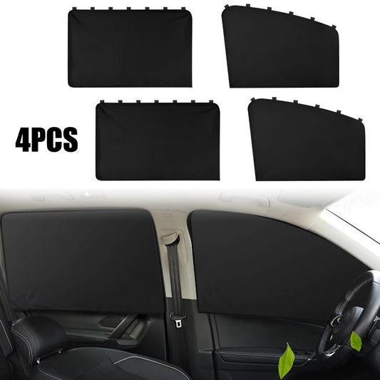 4PCS Magnetic Car Window Shade Front Rear Side Sunshade UV Heat Block Curtain