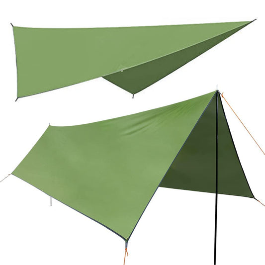 Camping Tent Tarp with Poles, Waterproof 10 x 15 FT Extra Large Size Rain Shelter, Anti-UV Rainfly for Outdoor Party, Picnic