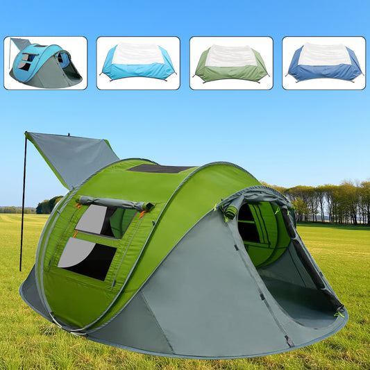 3-4 People Pop-Up Tent & Transparent Tent Tarp Rainfly Replacement, Enhanced Ventilation, Waterproof for Camping, Beach and Outdoor Adventures