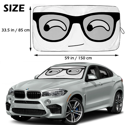 Foldable Car Sun Shade with Cute Printing, Windshield Sunshade, UV Ray & Heat Reduction