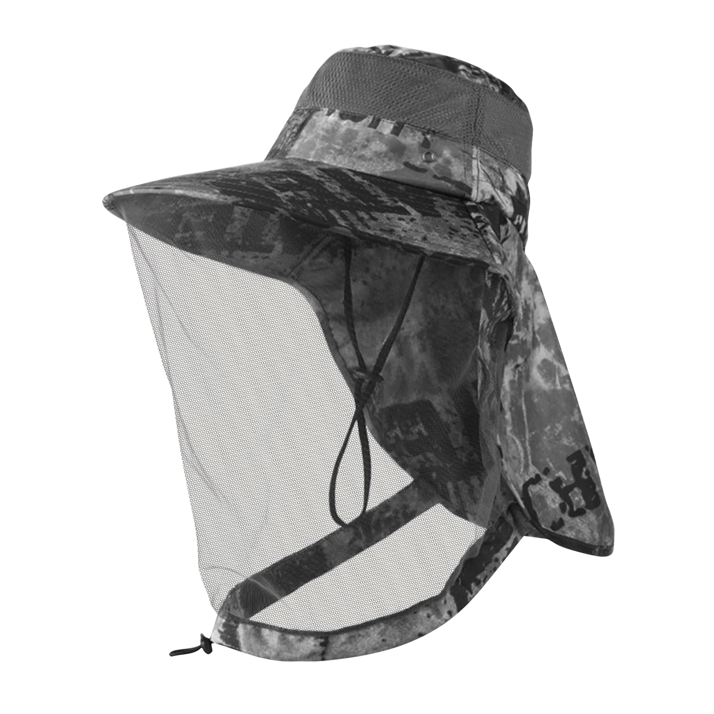 Wide Brim Mosquito Head Net Sun Hat with Neck Flap for Fishing Hiking Men Women