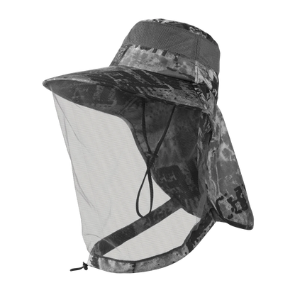 Wide Brim Mosquito Head Net Sun Hat with Neck Flap for Fishing Hiking Men Women