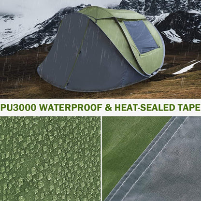 3-4 People Pop-Up Tent & Transparent Tent Tarp Rainfly Replacement, Enhanced Ventilation, Waterproof for Camping, Beach and Outdoor Adventures