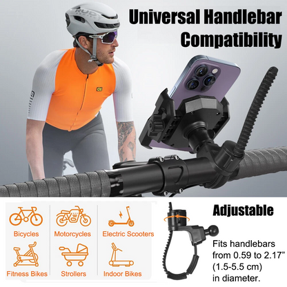 Camera Friendly Bike / Motorcycle Handlebar Phone Holder, 360° Smooth Rotation, Suitable for 4.7-7.0" Smartphones