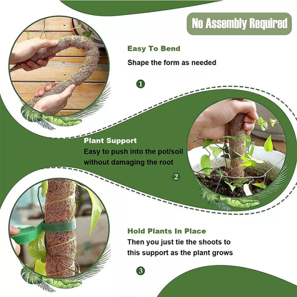 28” Bendable Moss Poles (Set of 4) for Monstera, Coir Support Stakes for Climbing Plants Indoor