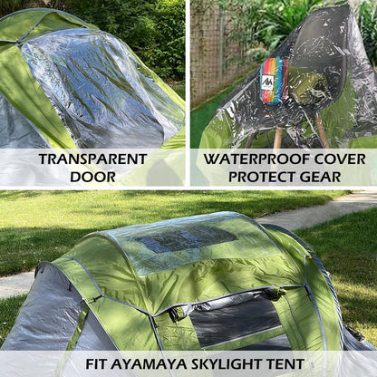 3-4 People Pop-Up Tent & Transparent Tent Tarp Rainfly Replacement, Enhanced Ventilation, Waterproof for Camping, Beach and Outdoor Adventures