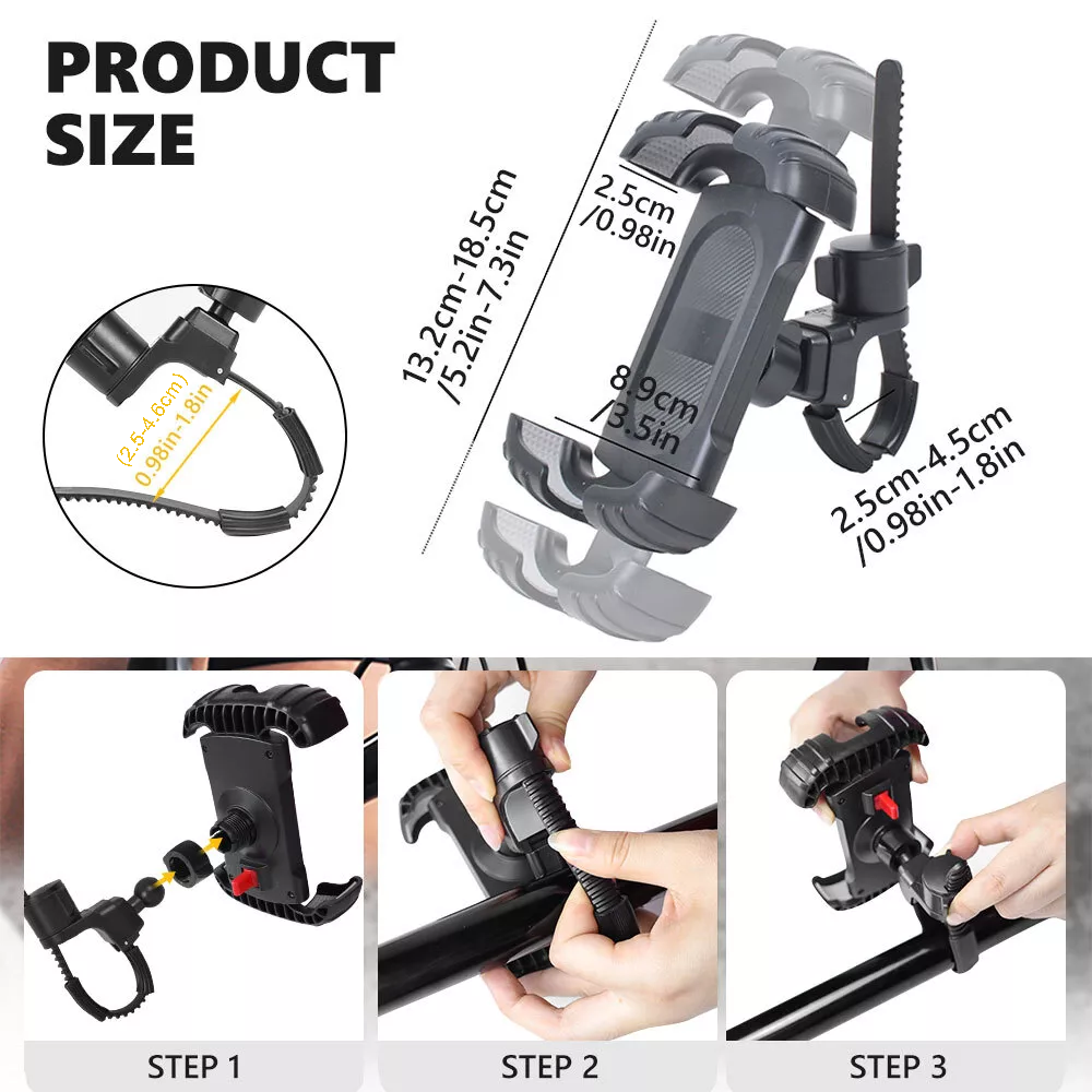 Bike / Motorcycle Handlebar Phone Holder Mount Clamp for 4.7-7" Cellphones