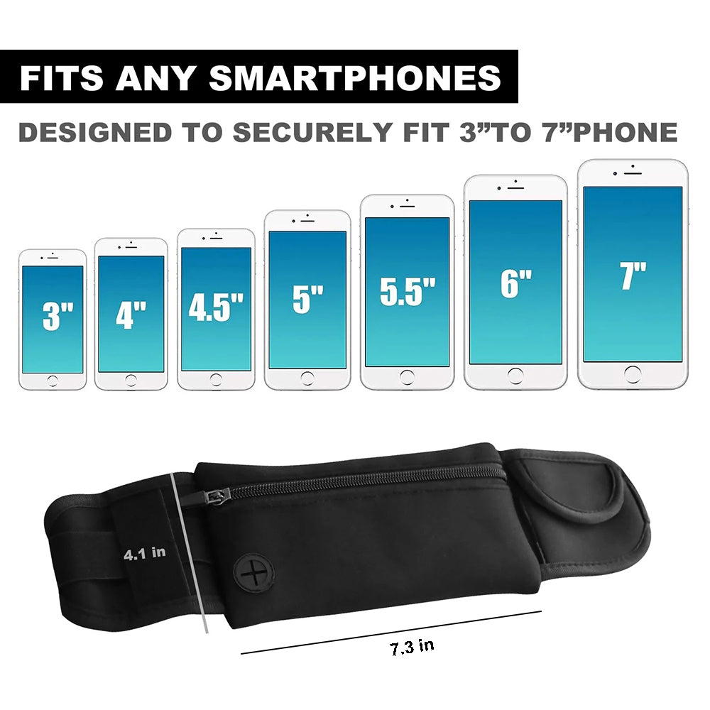 Waterproof Running Fanny Pack for Jogging & Travel, Lightweight Adjustable Waist Belt Bag Fits Smartphones 3 to 7"