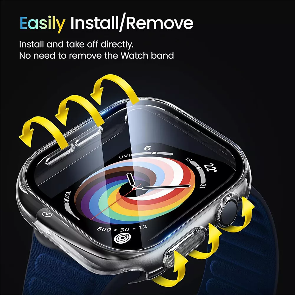 Screen Protector Case for Apple Watch Series 10 42mm 46mm Anti-Scratch Hard PC Cover with 9H Tempered Glass