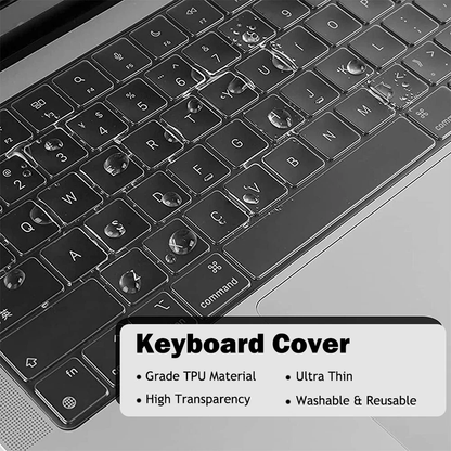 Crystal Clear Plastic Hard Shell & Screen Protector & Keyboard Cover, For MacBook Air 13.6" Case (2025-2022) [A3240 M4/ A3113 M3/ A2681 M2], Anti-Scratch Apple Laptop Protection Set