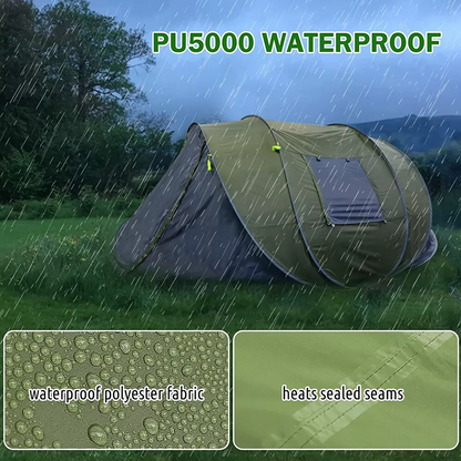 Instant Pop-Up Camping Tent with Vestibule, Front & Back Doors, Spacious for 4-6 People, Waterproof & Windproof, Ventilated for Comfortable Outdoor Adventures