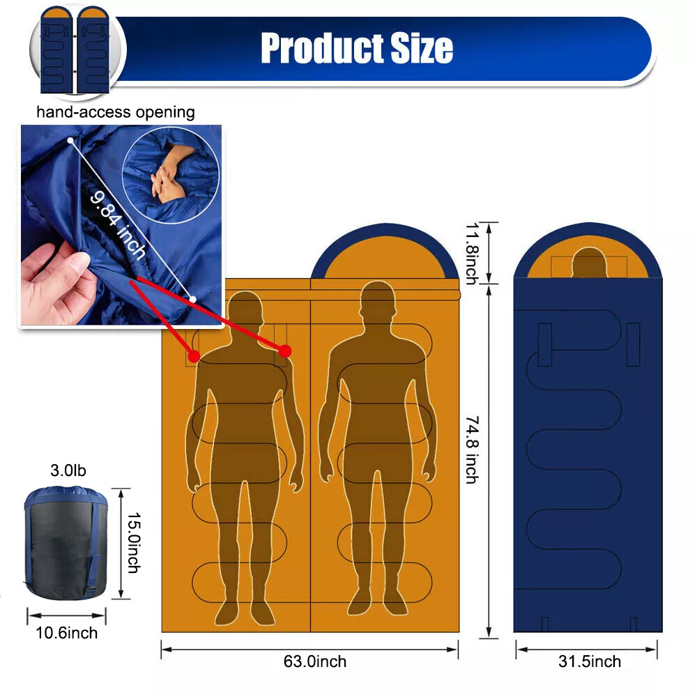 Wearable Sleeping Bags for Adults, Lightweight Compact Backpacking Sleeping Bag with Arm Holes, Left & Right Zipped Together to Double Bags