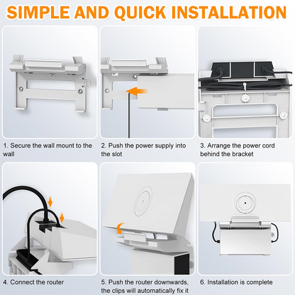 Wall Mounting Kit for Starlink Gen 3 Router, 2 in 1 Starlink Gen 3 Router Mount & V3 Power Supply Brackets Holder