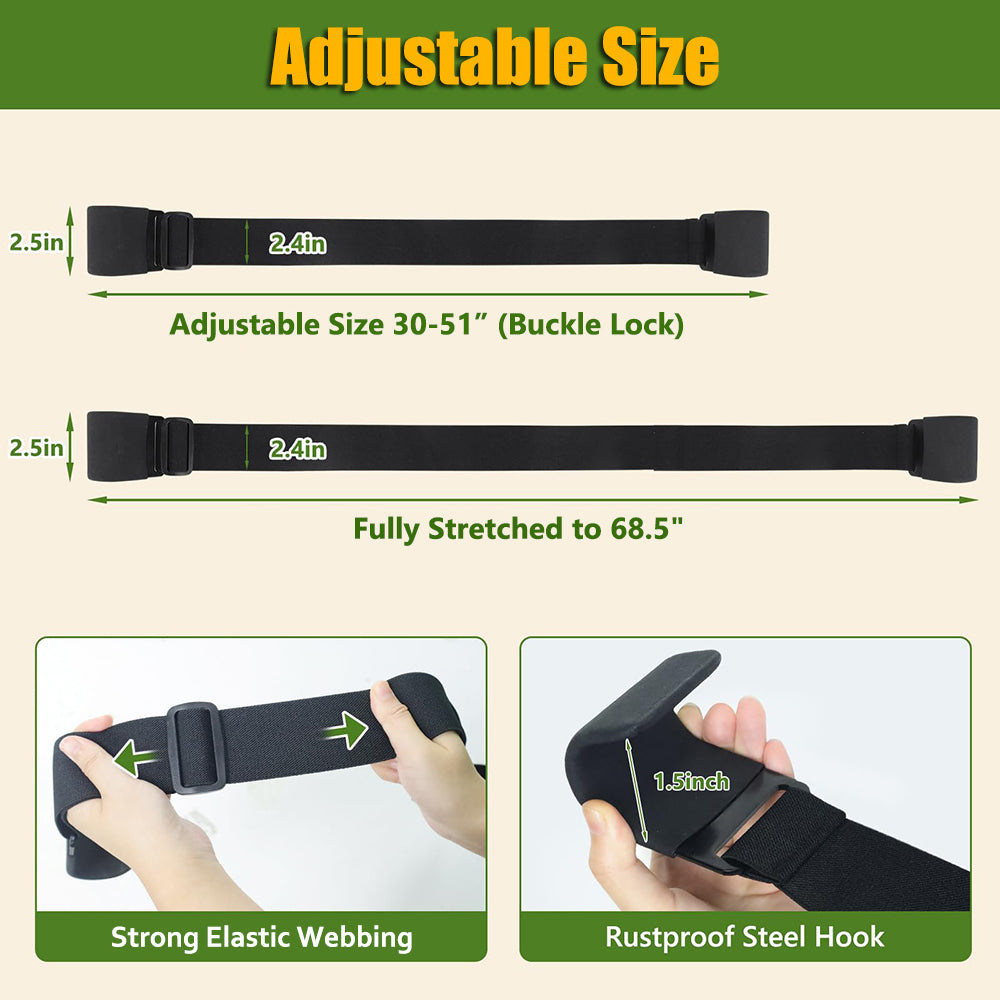 2 Pack Trash Can Lock Straps, Adjustable 30-68" Universal Fit 28-96 Gallons Trash Bin Garbage Can Lip Lock, Prevents Animals from Rummaging