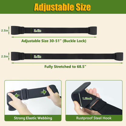 2 Pack Trash Can Lock Straps, Adjustable 30-68" Universal Fit 28-96 Gallons Trash Bin Garbage Can Lip Lock, Prevents Animals from Rummaging