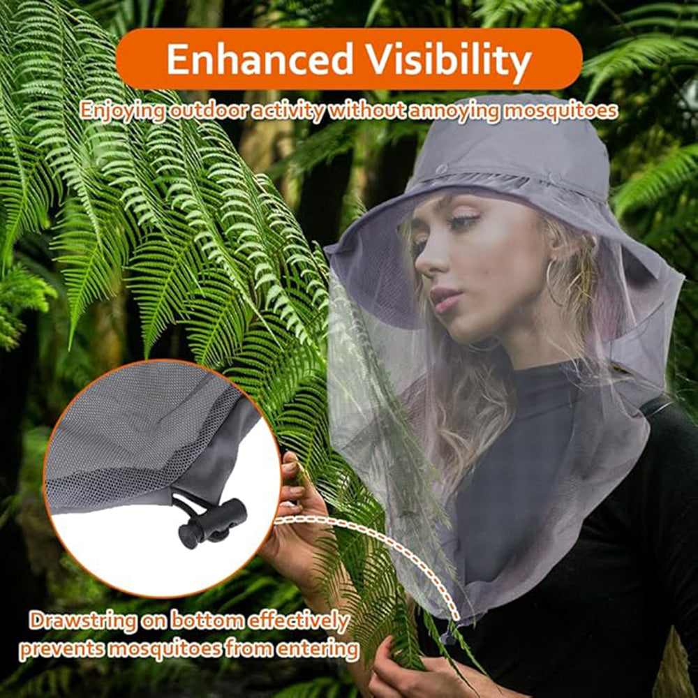 Mosquito Head Net Hat Sun Protection Bug Bucket Fishing Hiking Safari Men Women
