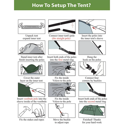 6-8 Person Camping Tent, 2 IN 1 Double Layer Design, Big Family Cabin Tent with 2 Porches, Waterproof