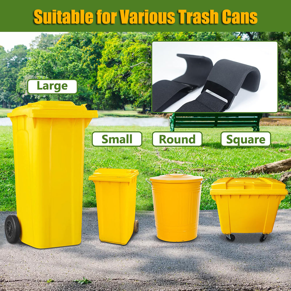 2 Pack Trash Can Lock Straps, Adjustable 30-68" Universal Fit 28-96 Gallons Trash Bin Garbage Can Lip Lock, Prevents Animals from Rummaging