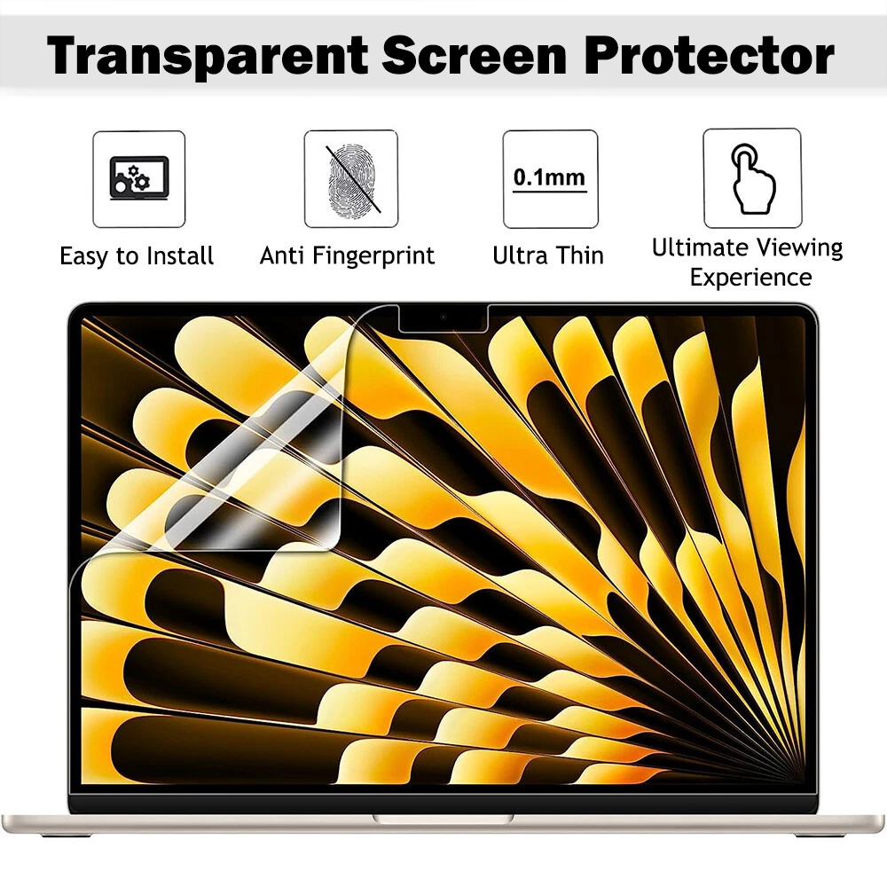 Crystal Clear Plastic Hard Shell & Screen Protector & Keyboard Cover, For MacBook Air 13.6" Case (2025-2022) [A3240 M4/ A3113 M3/ A2681 M2], Anti-Scratch Apple Laptop Protection Set