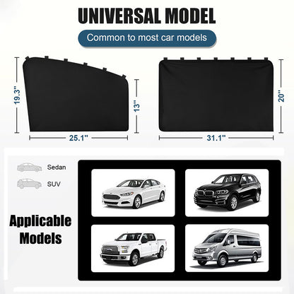 4PCS Magnetic Car Window Shade Front Rear Side Sunshade UV Heat Block Curtain