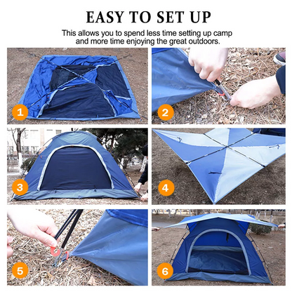 3-4 Person Tents for Camping, Outdoor Waterproof Dome Family Tent with Removable Rainfly, 2 Doors & Large Mesh Windows, Easy Setup